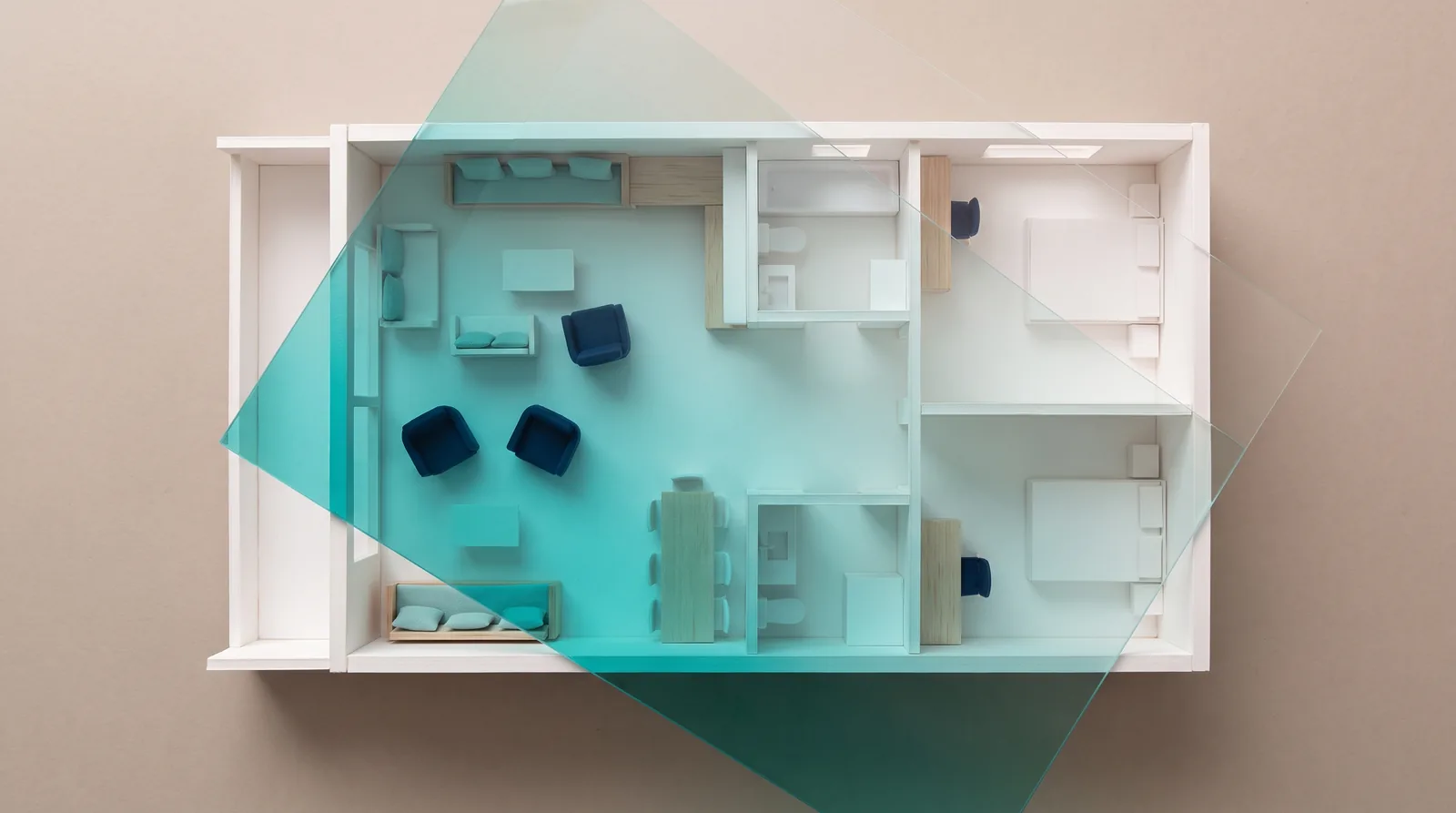 Maquette d'un logement montrant l'inégale couverture du signal sans fil